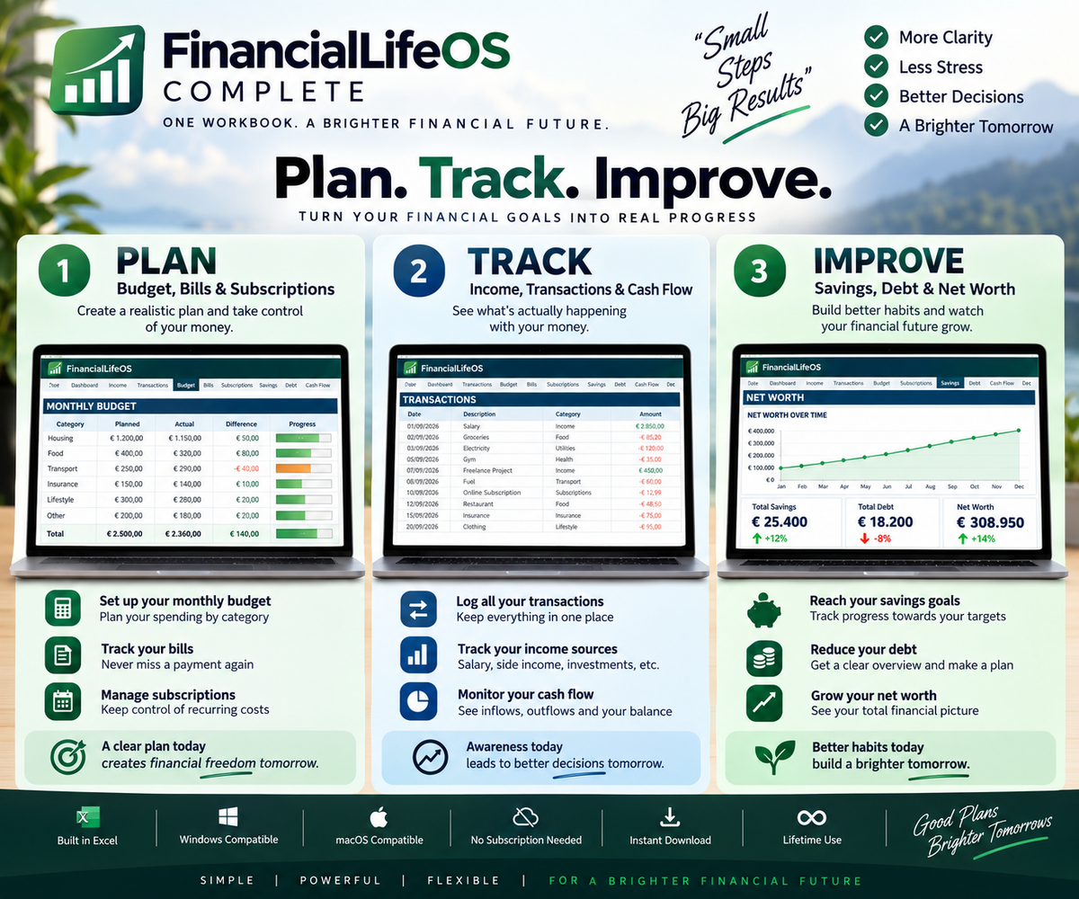 FinancialLifeOS Complete – Personal Finance Excel System